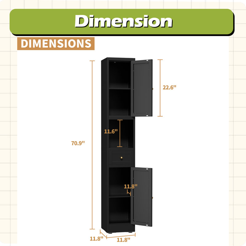 71 Inch Tall Bathroom Storage Cabinet