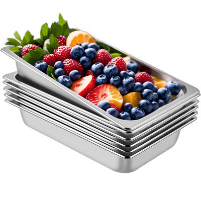 6 Pack Steam Table Pans 20.9 x 12.8 x 3.9 Inch Deep Steam Table Pan Full Size