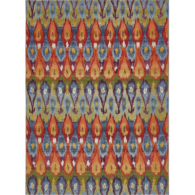 Tapis bleu intérieur / extérieur Newt Ikat