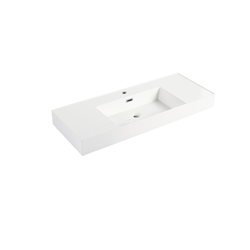 Lavabo en résine pour salle de bain 48 po - Blanc, enduit de gel, élégant, 48,37 po P x 17,92 po l 4,68 po H 48 po, profondeur, largeur, hauteur