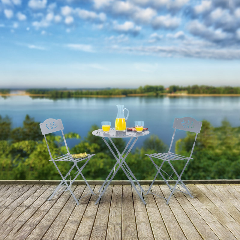 Ensemble bistro 3 pièces avec table pliante et 2 chaises, gris, Gris