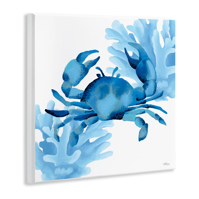 Plaque murale crabe et corail bleu, design par Cat Thurman Designs
