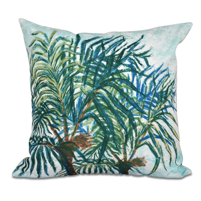 Beach Vacation Floral Reversible Throw Pillow, 16" H x 16" W, Light Blue