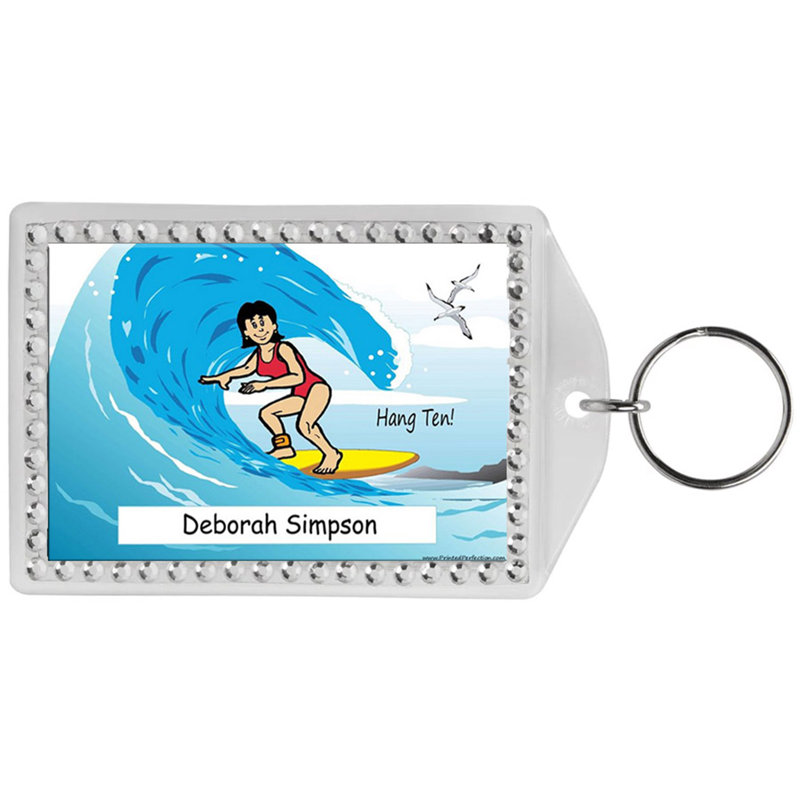 Porte-clés personnalisé avec nom «That Toon Surfer», Oui