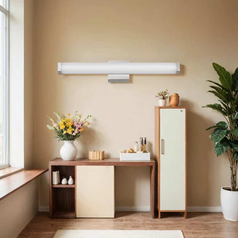Luminaire de salle de bain pour salle de bain, lumière carrée de couleur nickel givré, H 2,6 po x l 24,8 po x P 4,3 po