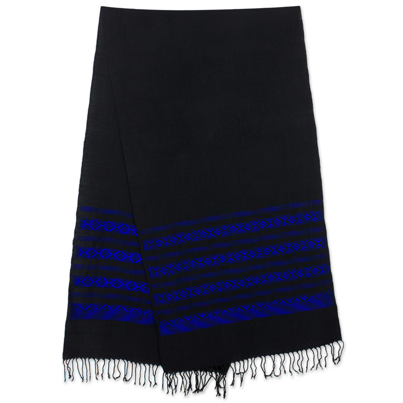 Joubert Lamphun Blossom Table Runner, Black/Blue