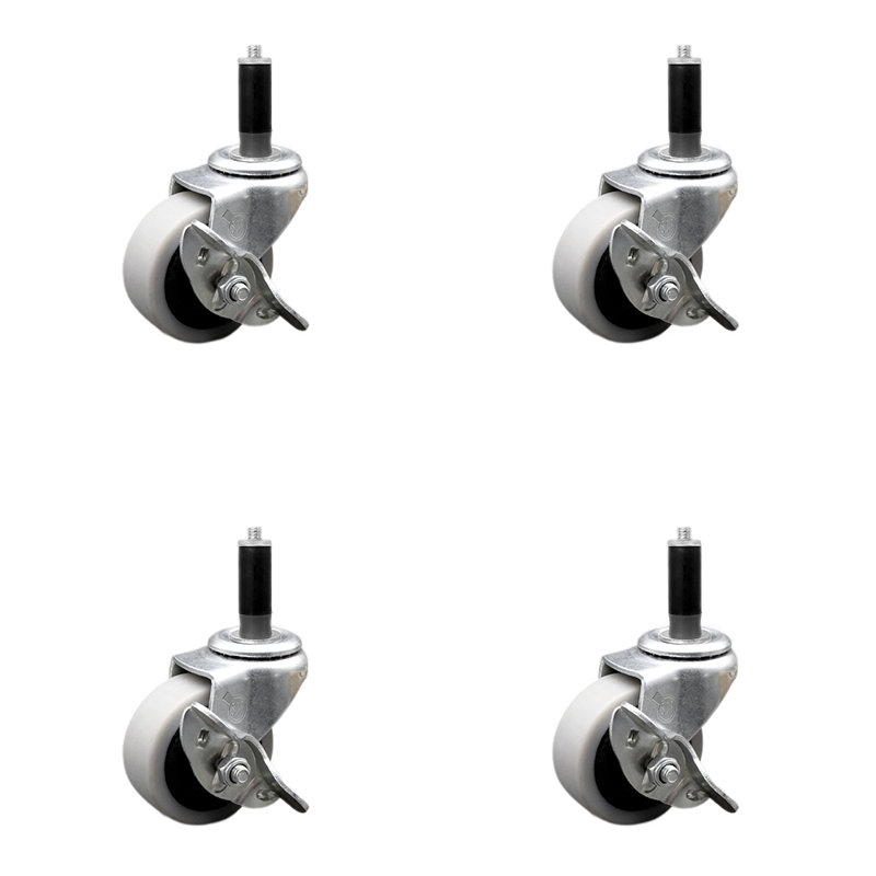 Thermoplastic Expanding Stem Caster with Brakes
