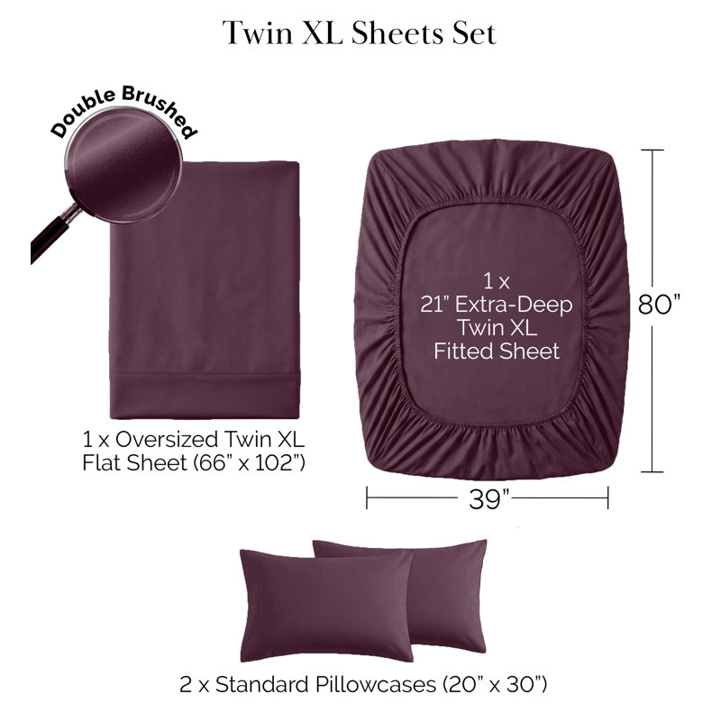 Vilano Springs Extra Deep Pocket Sheet Set, 6-Piece Ultra Soft Microfiber Sheets and Pillow Cases, Wrinkle Resistant, Easy Care