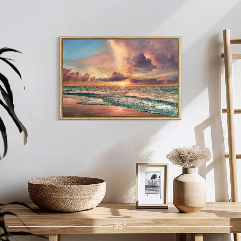 Plage de cuivre, 19 po x 13 po, Cadre flottant en bois naturel