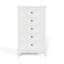 Commode 5 tiroirs pour la chambre à coucher, armoire de rangement moderne avec pieds en bois et finition peinte - blanc