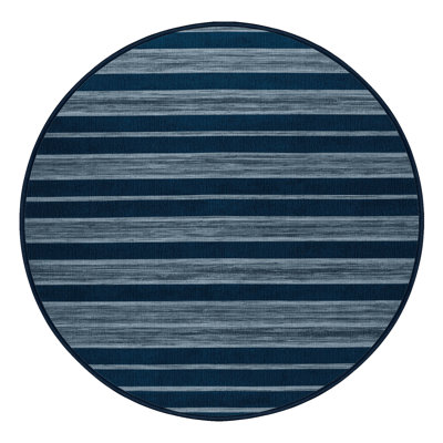 Machine Washable Horizontal Stripes Blue Area Rug