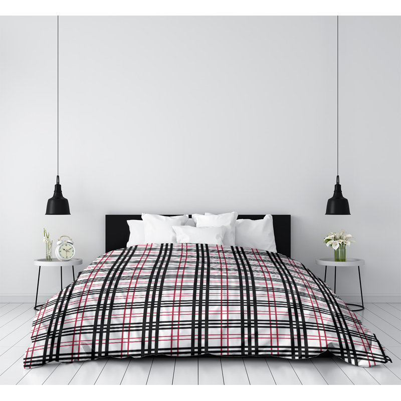 Housse de couette simple Atlanta football Luxury, Polyester brossé, Housse de couette pour lit simple, Blanc / rouge / noir
