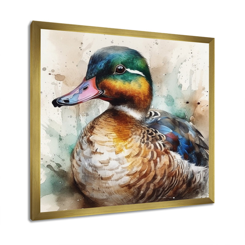 Magnifique Canard mâle II - reproduction sur toile, H 30 po x l 30 po, Cadre doré