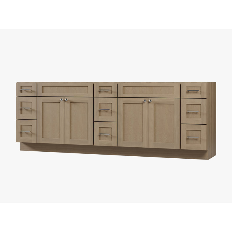Disar 96" Double Bathroom Vanity Base Only, Natural Oak