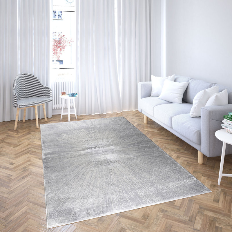 Carl Collection Grey Contemporary Abstract Area Rug, Rectangle 7'5" x 11'