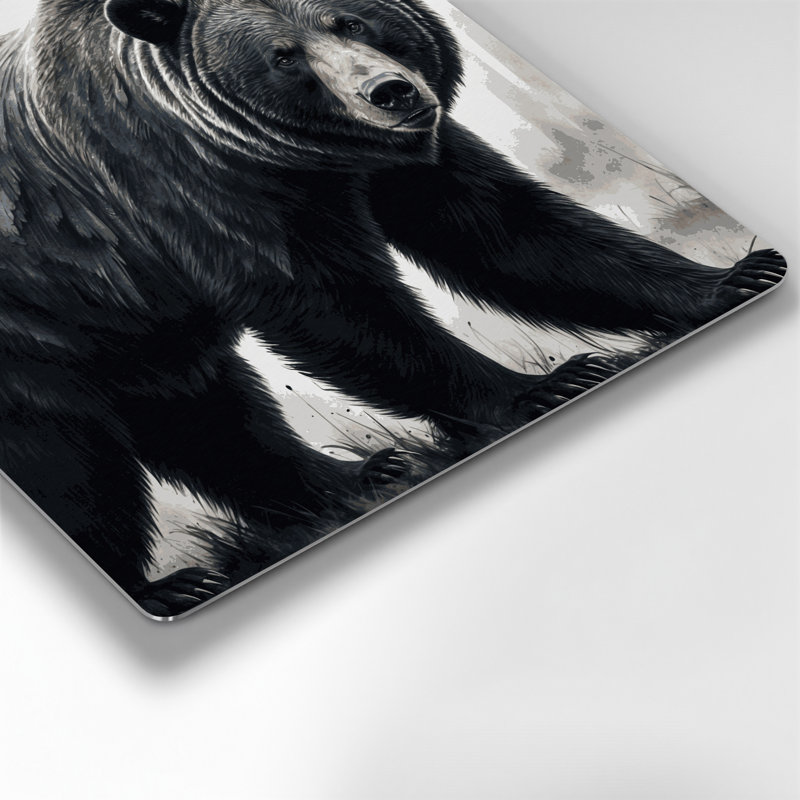 Faune, ours noir américain, art mural en métal noir, H 32 po x l 32 po