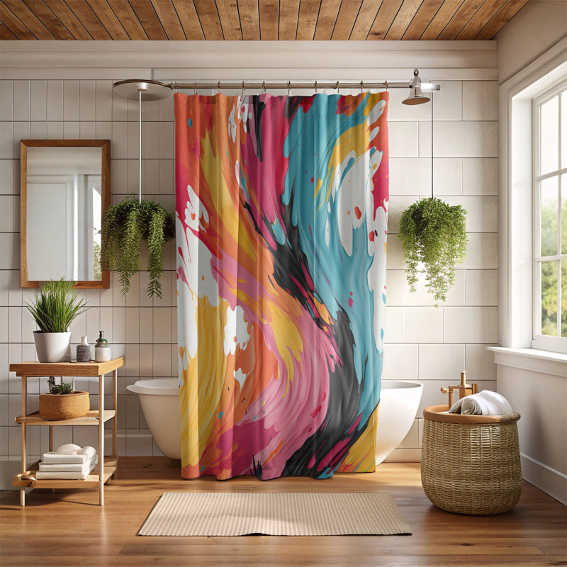 Brush Strokes - Rideau de douche Premium, H 74 po x l 71 po