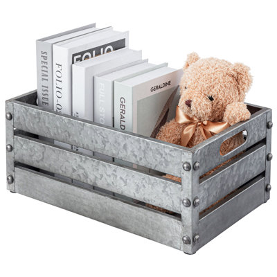 Galvanized Metal Storage Crate Basket