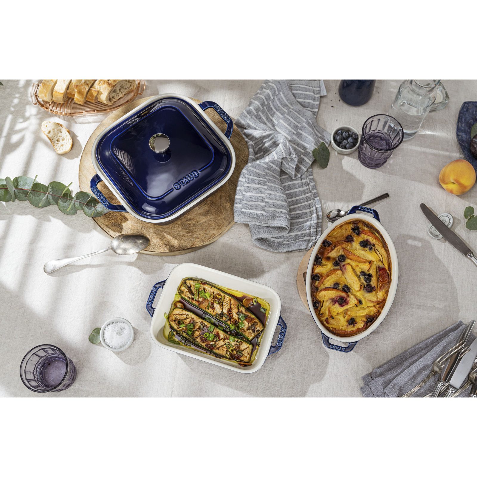 Ceramique Ovenware Set 4 Piece, Dark Blue