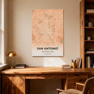 Scenic & Cityscapes San Antonio City Map Art Print