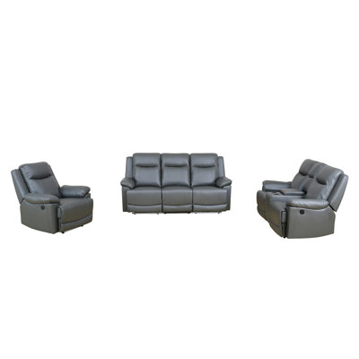 3-Piece Vegan Leather Power Reclining Living Room Sofa Set