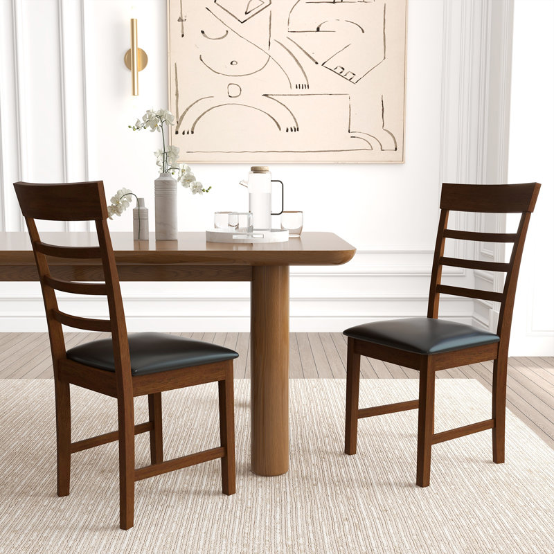  Ensemble de chaises de cuisine en bois rembourrées en cuir avec siège rembourré, 4