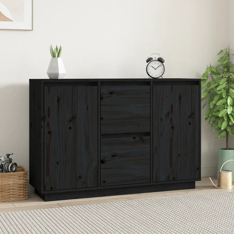 Mansooreh 111cm Solid Wood Sideboard, Black