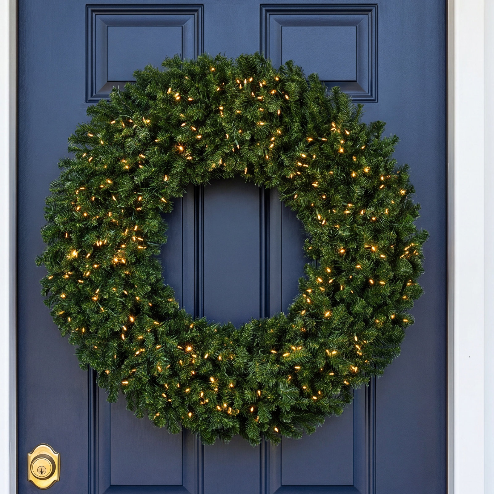 Alanny Pre-Lit Mixed Front Door Christmas Wreath, 60" x 60"