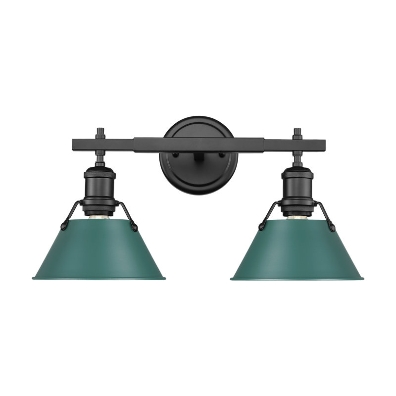Orwell 2-Light Vanity Light in Pewter with Pine Green, Matte Black