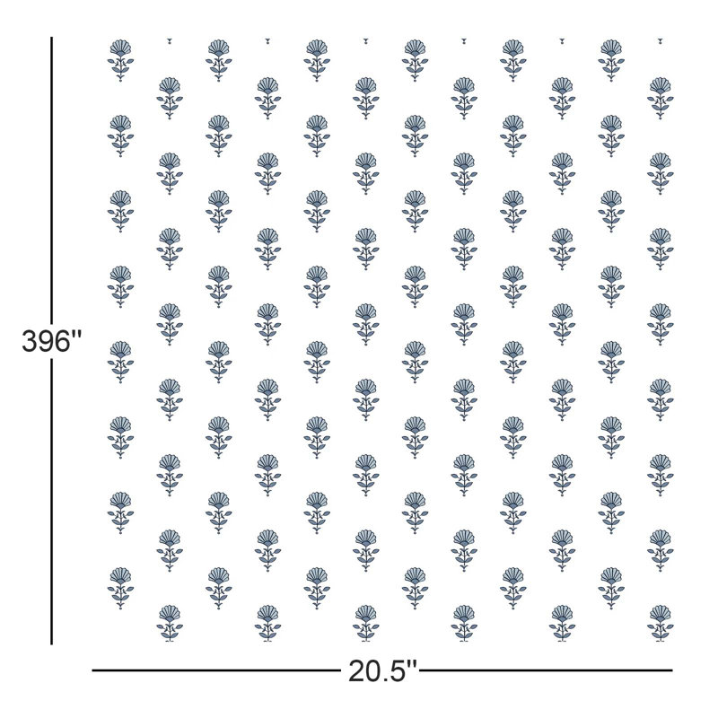 Mini papier peint floral Libby Stone, Bleu chiné