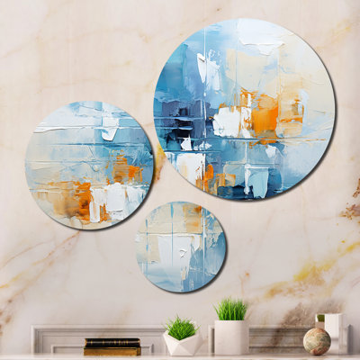 White Blue Sky Celestial Collage - Modern Metal Wall Art Set