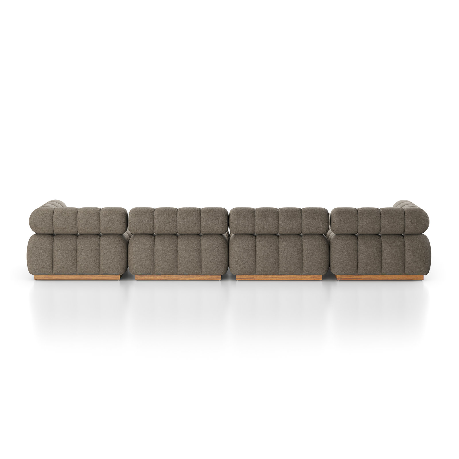 Martinique 146" Teak Patio Sectional, Alessi Fawn Cushion/Natural Teak Frame