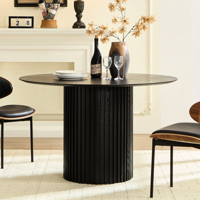 46.99 Inch Dining Table, Black, Mid-Century Modern Design, Easy To Clean And Dependable For Use Black Inspiration, Strong Area