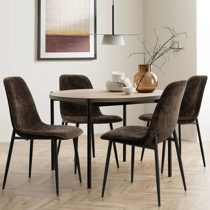 Chaise rembourrée en tissu Sheryl, Brun chocolat