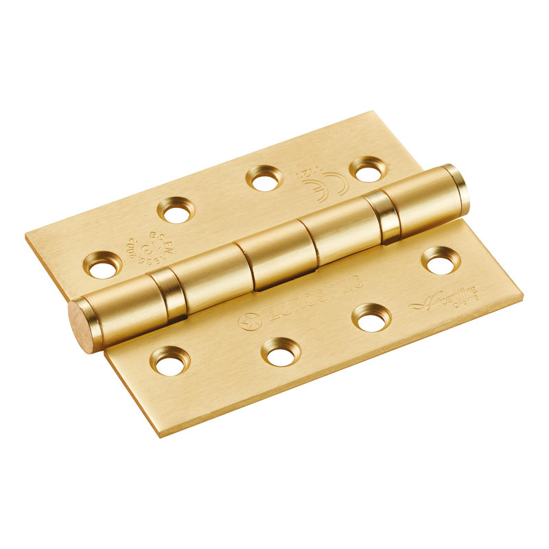 10.2cm H x 7.6cm W Butt Bearing Pair Door Hinges, Satin Brass
