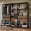  Portemanteaux-penderie avec 4 tiroirs, tablettes ouvertes et armoire à suspendre modulaire L 78 po pour l'organisation de la chambre à coucher - noir / brun-1843603299