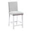 Ensemble de salle à manger blanc à 5 comptoirs. Table carrée avec embellissement en cristal. Bois massif et 4 chaises rembourrées fabriquées en blanc. Accent. Construit