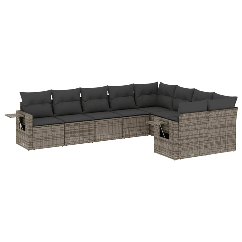 Ensemble de canapé de jardin en rotin PE gris Vidaxl, acier thermolaqué grand