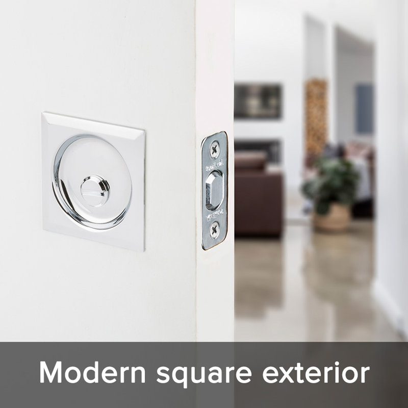 Square Privacy Pocket Door Hardware, Polished Chrome