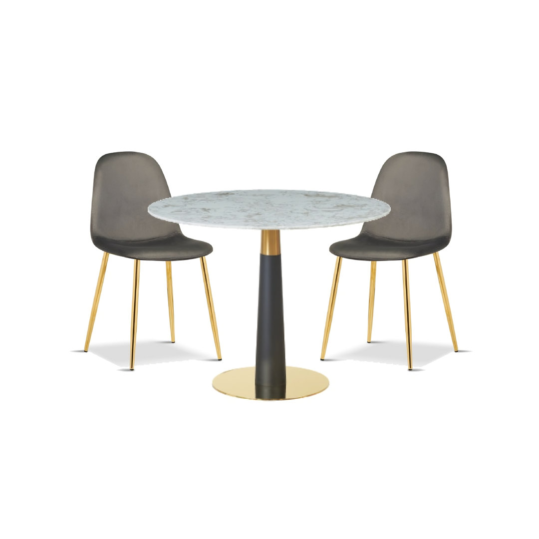 Augustus 100Cm Round Table With Set Of 4 Anton Dining Chairs Dining Set