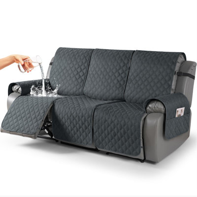 Housses de fauteuil inclinables 100% imperméables, housses de canapé inclinables avec sangles pour les jambes, housse de canapé réversible pour fauteuil inclinable, lavable (3 places, gris foncé)
