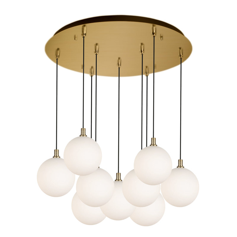 Bolla LED Pendant, Brushed Gold, 9 Lights, 25 W