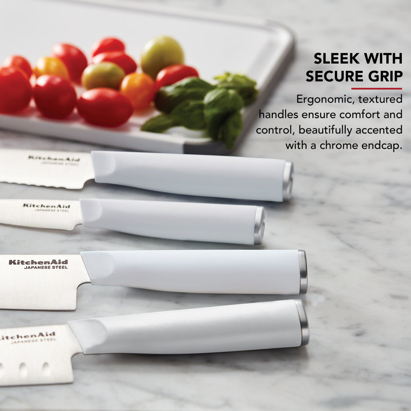 Kitchenaid Chef Set With Custom-Fit Covers, Sharp Kitchen Knife, High-Carbon Japanese Stainless Steel Blade, 4 Piece, Multicolor