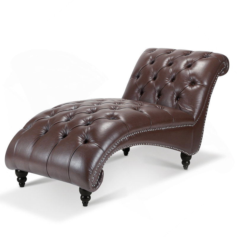 Chaise longue sans accoudoirs touffetée, Marron foncé