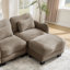 Canapé modulaire en chenille de 101,1 po avec méridienne et canapé 3 places avec 3 coussins décoratifs pour le salon