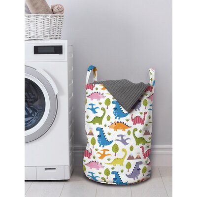 Ambesonne Dino Laundry Bag, Cartoon Style Colorful Dinosaurs T-Rex Triceratops Prehistoric Reptile Wildlife, Hamper Basket With Handles Drawstring Clo -  East Urban Home, 883E23EC947048DE94CF3C4B86431431