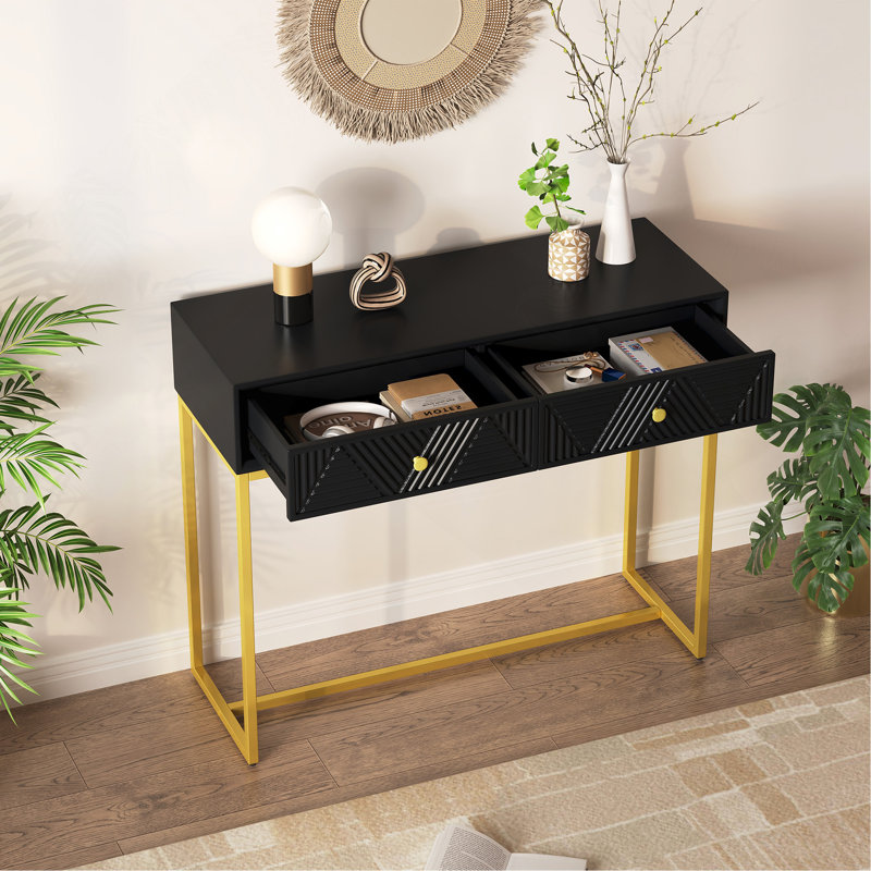 Console Console pour vestibule avec console de rangement étroite et moderne, Noir, noir, noir, noir