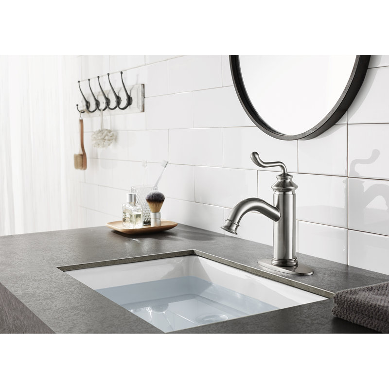 Kingston Brass Royale Single-Handle 1-Hole Deck Mount Bathroom Faucet with Push Pop-Up, Brushed Nickel