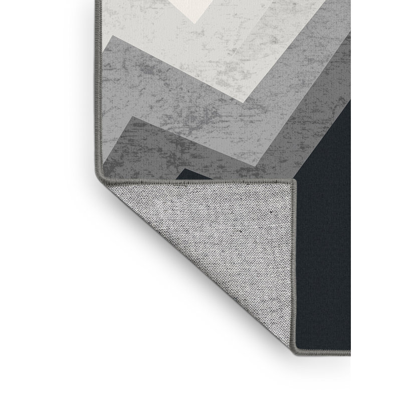Machine Washable Paxon Minimalist Ombre Rug in Gray – Gray Binding, 2 x 3