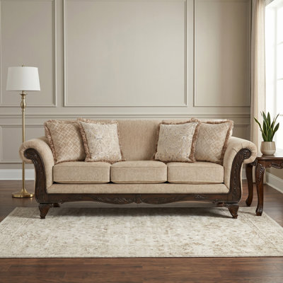 Halima Carved Wood Frame Sofa